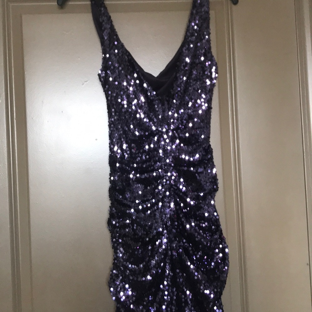 Purple sequence Contour Dress